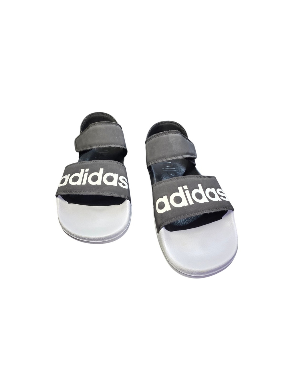 Adidas Adilette Sandals Black White Hook Loop Strap Athletic Slides Size 10